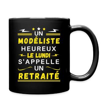 Un modéliste heureux le lundi s'appelle retraité - Mug uni - noir - Droite