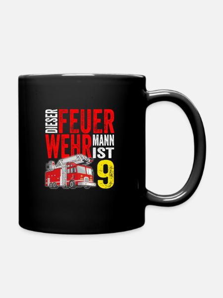 Kinder Feuerwehr T-Shirt 9. Geburtstag Junge 9 - Tasse einfarbig - Schwarz
