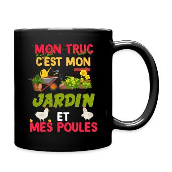 Jardin et poule le bonheur. Idée cadeau jardinage - Mug uni - noir - Droite