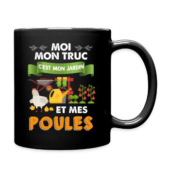 Jardin et poules cadeau humour nature et jardinage - Mug uni - noir - Droite