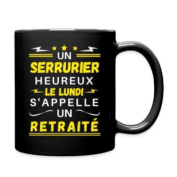 Un serrurier heureux le lundi s'appelle retraité - Mug uni - noir - Droite