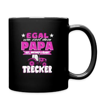 Shirt Mädchen Landwirt cooler Papa fährt Trecker - Tasse einfarbig - Schwarz - Rechts