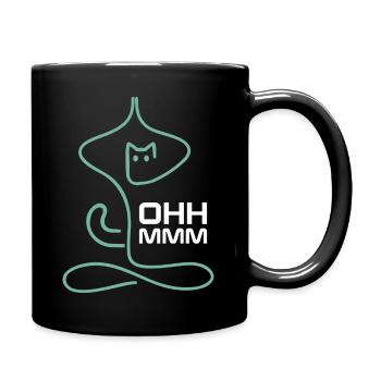 Ohmmm Cat Yoga Meditating Meditation Line Art - Full Colour Mug - black - Right