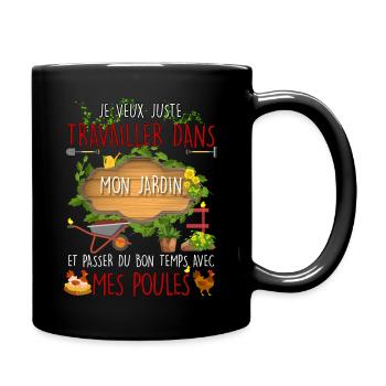 Jardin et mes poules cadeau retraite homme femme - Mug uni - noir - Droite
