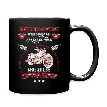 Motarde moto motard - Mug uni - noir - Droite