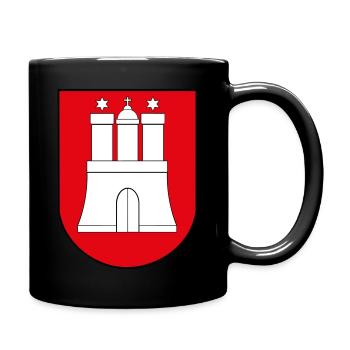 Hamburg Wappen zweifarbig - Tasse einfarbig - Schwarz - Rechts