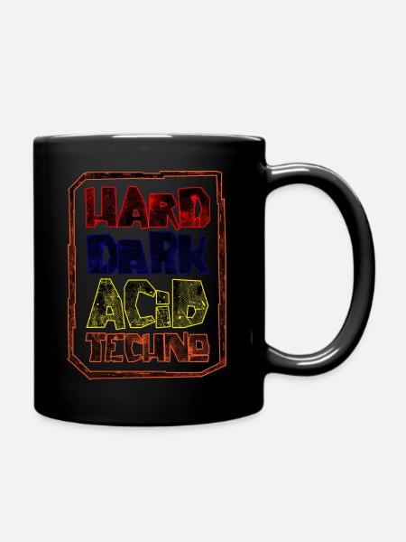 Hard Dark Acid Techno | We Love Dark Techno - Full Colour Mug - black