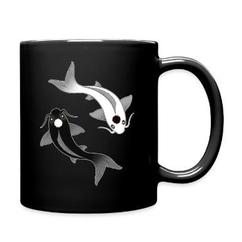 YinYang Fisch Symbol - Tasse einfarbig - Schwarz - Rechts