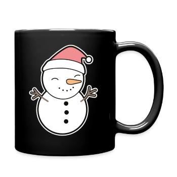 Schneemann - Tasse einfarbig - Schwarz - Rechts