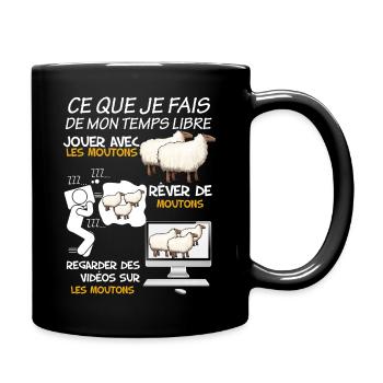 Mouton passion idée cadeau éleveur - Mug uni - noir - Droite