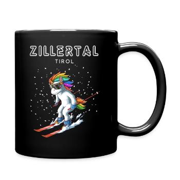 Zillertal Tirol Österreich Retro Ski Einhorn - Tasse einfarbig - Schwarz - Rechts