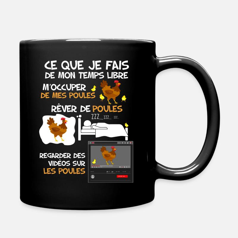 Les Poules et mon temps libre. Humour volaille - Mug uni - noir