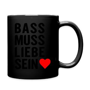 Bass muss Liebe sein (Herz) - Tasse einfarbig - Schwarz - Rechts