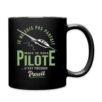 parfait pilote Planeur Cadeau humour avion - Mug uni - noir - Droite