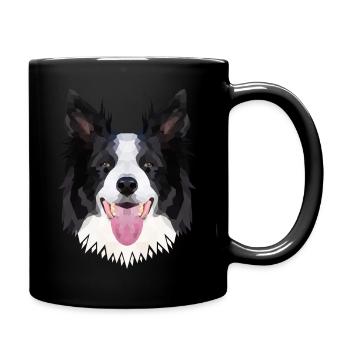 Polyart Border Collie - Mug uni - noir - Droite