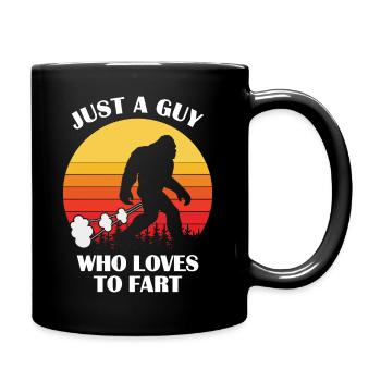 Nur ein Mann der es liebt zu furzen - Big Foot - Tasse einfarbig - Schwarz - Rechts