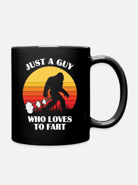 Just a man who loves to fart - Big Foot - Full Colour Mug - black