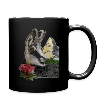 Silhouette Alps Gemse Almrausch Mountains - Full Colour Mug - black - Right