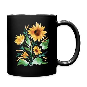 Sunflowers hand-painted - Full Colour Mug - black - Right