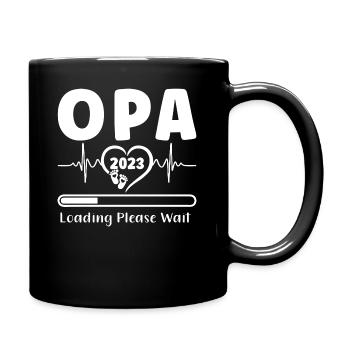 Opa 2023 Schwangerschaft Werdender Großvater - Tasse einfarbig - Schwarz - Rechts