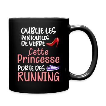 Course à pied, sport, citation princesse running - Mug uni - noir - Droite