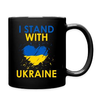 I Stand With Ukraine Herz - Tasse einfarbig - Schwarz - Rechts