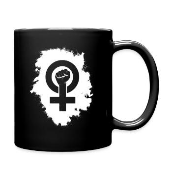 FEMINISM LOGO 2022 weiß - Tasse einfarbig - Schwarz - Rechts
