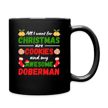 Weihnachten Dobermann Kekse - Tasse einfarbig - Schwarz - Rechts