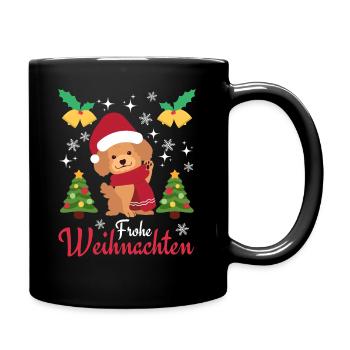 Merry Christmas Sweet Poodle Kawaii - Full Colour Mug - black - Right