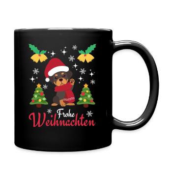 Weihnachten Süßer Rottweiler Liebhaber Kawaii - Tasse einfarbig - Schwarz - Rechts