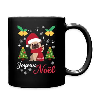 Weihnachten Süßer Mops Liebhaber Kawaii - Tasse einfarbig - Schwarz - Rechts