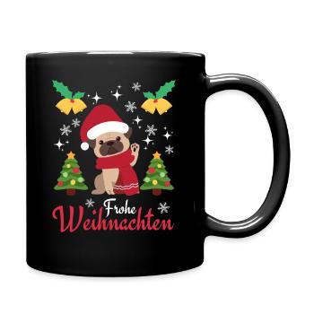 Weihnachten Süßer Mops Liebhaber Kawaii - Tasse einfarbig - Schwarz - Rechts