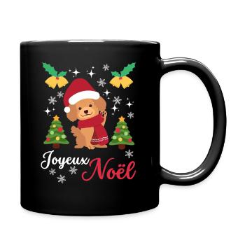 Merry Christmas Sweet Poodle Kawaii - Full Colour Mug - black - Right