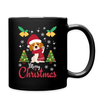 Weihnachten Süßer Beagle Kawaii - Tasse einfarbig - Schwarz - Rechts