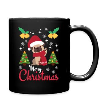Weihnachten Süßer Mops Liebhaber Kawaii - Tasse einfarbig - Schwarz - Rechts