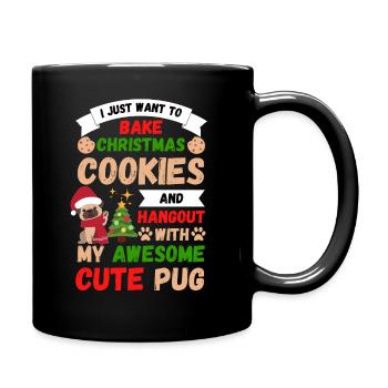Weihnachten Süßer Mops Liebhaber Kawaii - Tasse einfarbig - Schwarz - Rechts