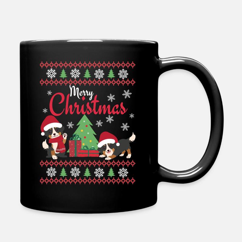 Weihnachten Süßer Berner Sennenhund Kawaii - Tasse einfarbig - Schwarz