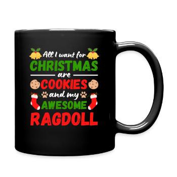 Weihnachten Ragdoll Katze Kekse - Tasse einfarbig - Schwarz - Rechts