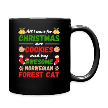 Weihnachten Waldkatze Kekse - Tasse einfarbig - Schwarz - Rechts