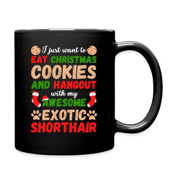 Christmas Cat Exotic Shorthair Cookies - Full Colour Mug - black - Right