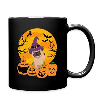 Süßer Mops Halloween Kostüm Hund - Tasse einfarbig - Schwarz - Rechts