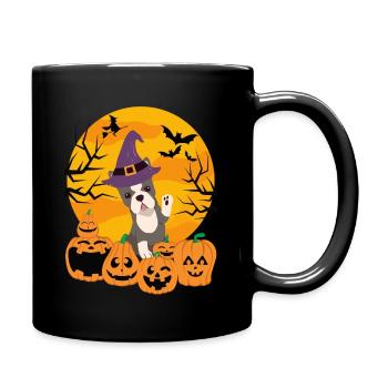 Cute Boston Terrier Halloween Costume Dog - Full Colour Mug - black - Right