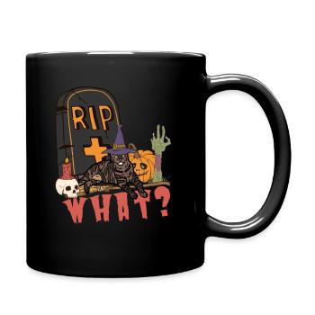 Cute and creepy shorthair cat Halloween - Full Colour Mug - black - Right