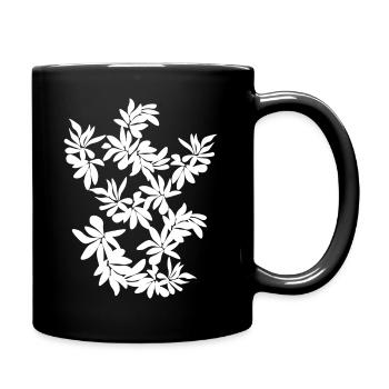 ornate white leaves - Full Colour Mug - black - Right