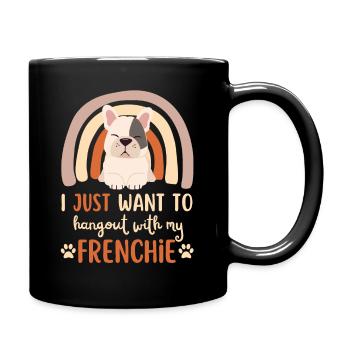 Süße Französische Bulldogge Liebhaber Kawaii - Tasse einfarbig - Schwarz - Rechts