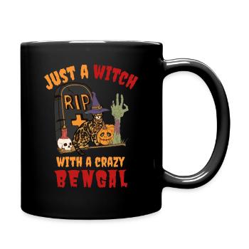 Süße und gruselige Halloween Bengalkatze - Tasse einfarbig - Schwarz - Rechts