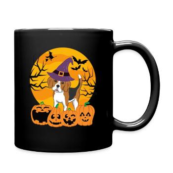 Süßer Beagle Halloween Kostüm Hund - Tasse einfarbig - Schwarz - Rechts