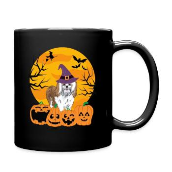 Süßer und gruseliger Shih Tzu Halloween Hund - Tasse einfarbig - Schwarz - Rechts