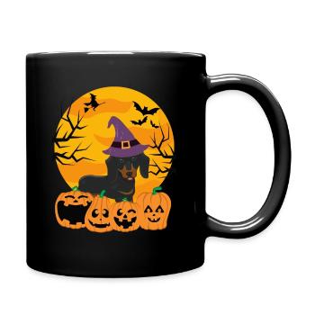 Cute Dachshund Halloween Costume Dog - Full Colour Mug - black - Right