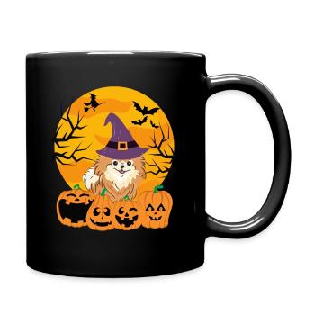 Cute Dwarf Spitz Halloween Costume Dog - Full Colour Mug - black - Right